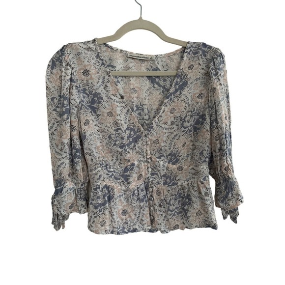 Ambercrombie Boho floral Blouse Size Small Coquette Babydoll Whimsygoth fairy - Picture 1 of 5